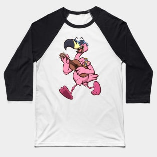 Flamingo Playing Guitar Baseball T-Shirt